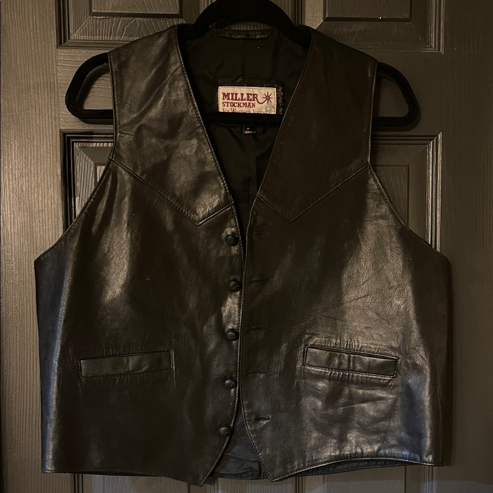 Men’s Black Leather Vest by Miller Stockman